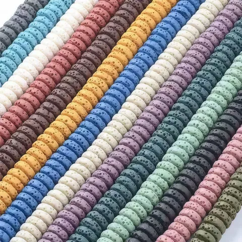 Lava Stone Spacer Beads Rondelle Loose Slices Natural Porous Rock S盤 Spacer Beads For Diy Craft Jewelry Accessories Making Bracelet Necklace