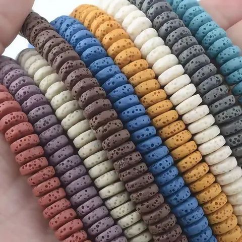 Lava Stone Spacer Beads Rondelle Loose Slices Natural Porous Rock S盤 Spacer Beads For Diy Craft Jewelry Accessories Making Bracelet Necklace