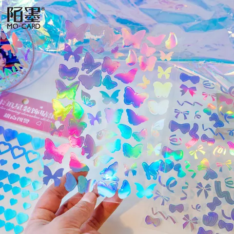 PET Laser Aufkleber Funkelnde Sterne Serie Geometrisches Tagebuch Material Dekorativer Aufkleber DIY Scrapbook Zubehör