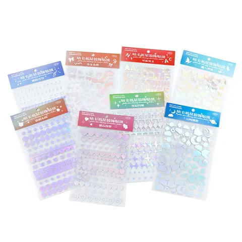 PET Laser Aufkleber Funkelnde Sterne Serie Geometrisches Tagebuch Material Dekorativer Aufkleber DIY Scrapbook Zubehör