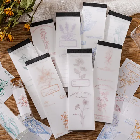 Minimalistisch Retro Pflanze Floral Abreißbar Langer Notizbalken Schreibwaren Journal Botschaft Dekoratives Material Papier