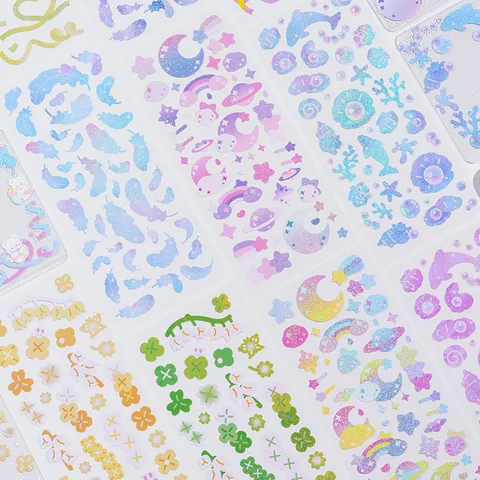 Süßes Haus Serie Tagebuch Aufkleber PVC Flash Film Holografisch Dekorative Aufkleber Für Scrapbooking DIY Schreibwaren