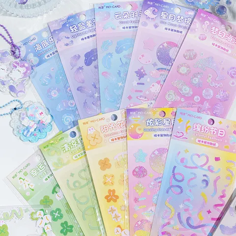 Süßes Haus Serie Tagebuch Aufkleber PVC Flash Film Holografisch Dekorative Aufkleber Für Scrapbooking DIY Schreibwaren
