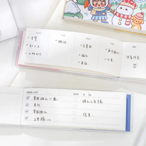 Mini PVC Abdeckung Wöchentliches Tagebuch Notizbuch Süßes Cartoon Design Schüler Planer Journal Notizbuch Für Schule Büro Schreiben