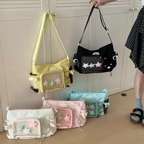 Bolso Ita de Ventana Transparente Estilo Japonés Gran Capacidad Bandolera