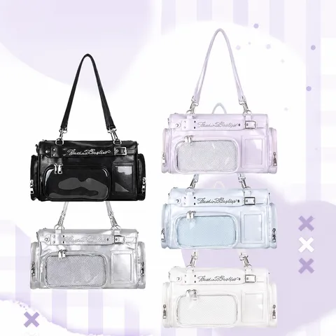 Bolso Ita Boston de Cuero PU para Mujer Ventana Transparente Bolso de Hombro Casual