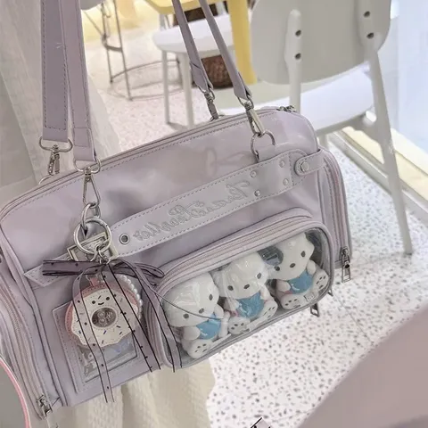 Bolso Ita Boston de Cuero PU para Mujer Ventana Transparente Bolso de Hombro Casual