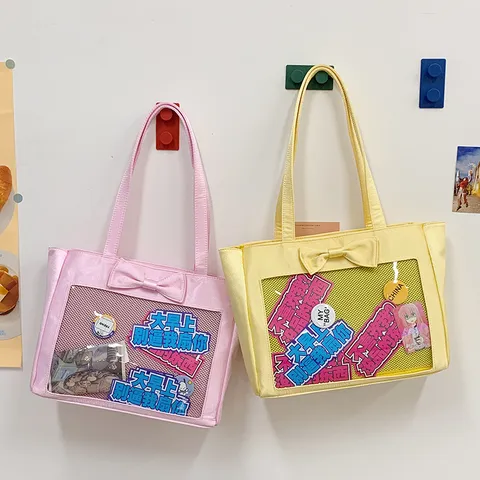 Bolso Ita de Anime Japonés Gran Capacidad Ventana Transparente Bolso Bandouliere Tote Lindo Lazo Mochila Escolar
