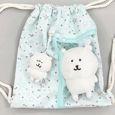Mochila de Cordón de Nailon con Patrón de Estrellas Gran Capacidad Bolsa Escolar Casual Bolsillo Transparente Bolso de Viaje para Mujeres Hombres