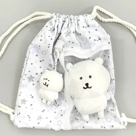 Mochila de Cordón de Nailon con Patrón de Estrellas Gran Capacidad Bolsa Escolar Casual Bolsillo Transparente Bolso de Viaje para Mujeres Hombres