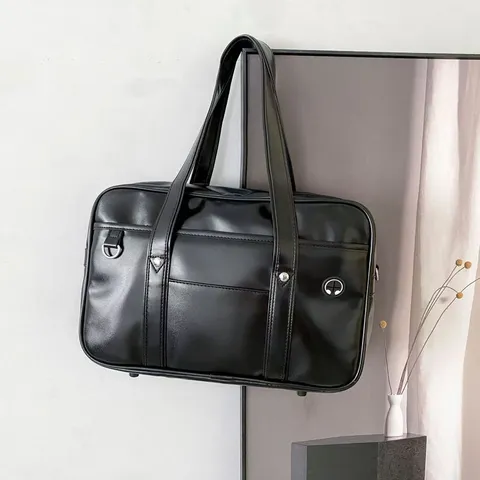Bolso Tote de Cuero PU de Moda Bolso de Hombro Escolar de Uniforme JK Japonés Gran Bolso Casual