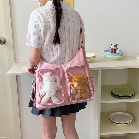 Mujeres Bolso Ita Ventana Transparente Lindo Patrón Estrellado Mochila Casual Multiusos Bandolera Bolso de Muñeca