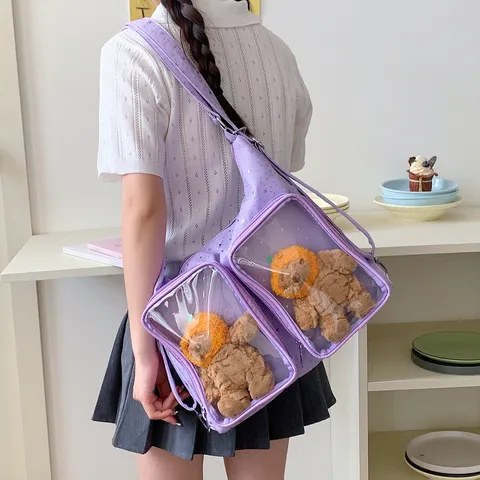 Mujeres Bolso Ita Ventana Transparente Lindo Patrón Estrellado Mochila Casual Multiusos Bandolera Bolso de Muñeca