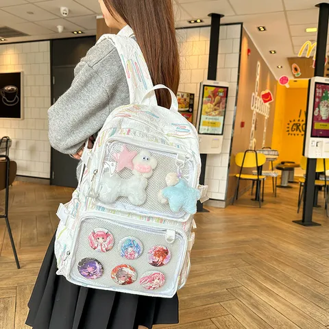 Mochila de Gran Capacidad para Estudiantes de Exposición ACG Japonesa Ventana Transparente Ita Bag Mochila Escolar de Nylon