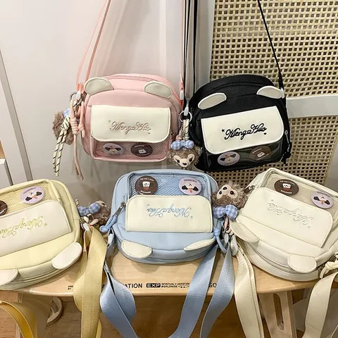 Bolso Ita Lindo Japonés Chica Dulce Bolso Bandolera Bolso de Hombro Ventana Transparente Orejas de Oso Lindo Casual