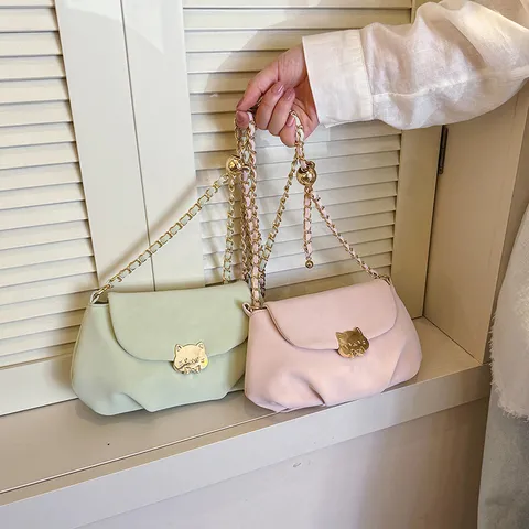 Moda PU Leather Underarm Bag Minimalist Solid Color Large Capacity Commuter Shoulder Crossbody Bag For Women