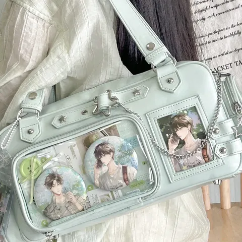 Bolso Ita Transparente de Cuero PU para Mujer Bolso Bandolera de Hombro Lindo con Cadena y Ventana de Visualización