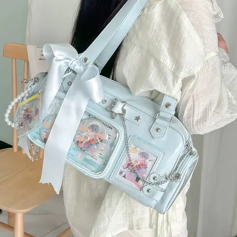 Bolso Ita Transparente de Cuero PU para Mujer Bolso Bandolera de Hombro Lindo con Cadena y Ventana de Visualización