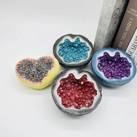Creative Resin Geode Agate Candle Bowl Retro Rock Texture Aromatherapy Wax Holder Balcony Yard Tabletop Desktop Decorative Crafts Gift