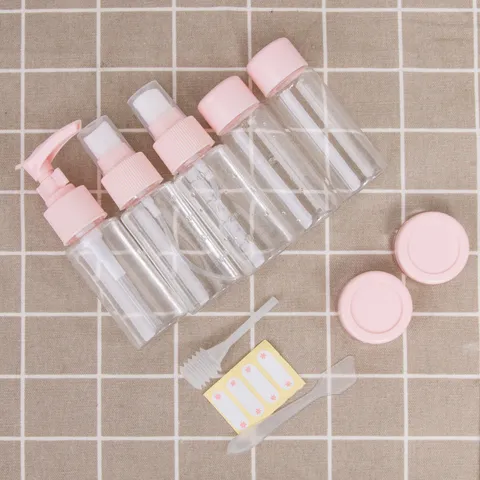 Travel Sub-Bottling Kit Portable Clear Plastic Refillable Cosmetic Containers Makeup Liquid Dispenser Bottles With Storage Bag