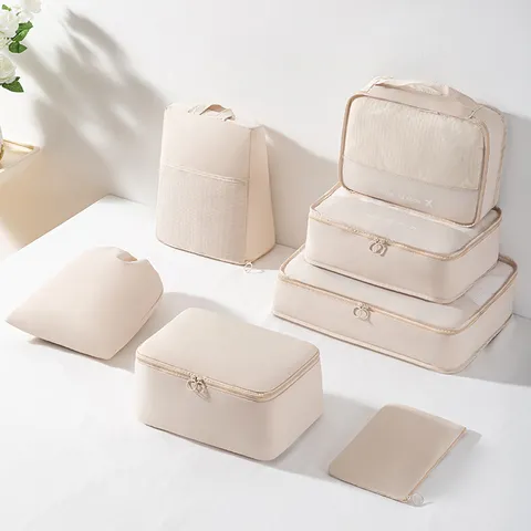 Travel Storage Bag Set Waterproof Packing Cubes With Visible Mesh Luggage Organizer For Clothes Underwear