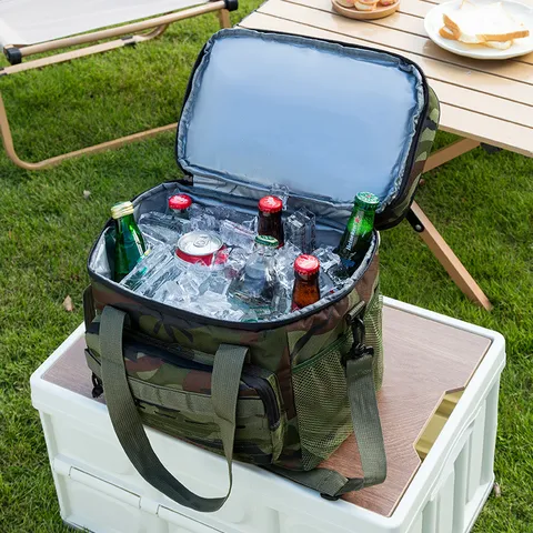 Camouflage Double Layer Insulated Lunch Bag Waterproof Cooler Tote Bag Outdoor Picnic Meal Food Storage Bag