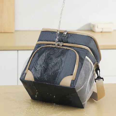 Multifunctional Double Layer Insulated Lunch Bag Waterproof Oxford Cloth Portable Thermal Picnic Bento Bag Travel Storage