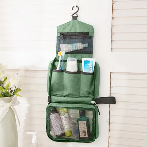 Waterproof Travel Toiletry Bag Portable Folding Large Capacity Cosmetic Bag Multifunctional Hanging Makeup Storage Bag