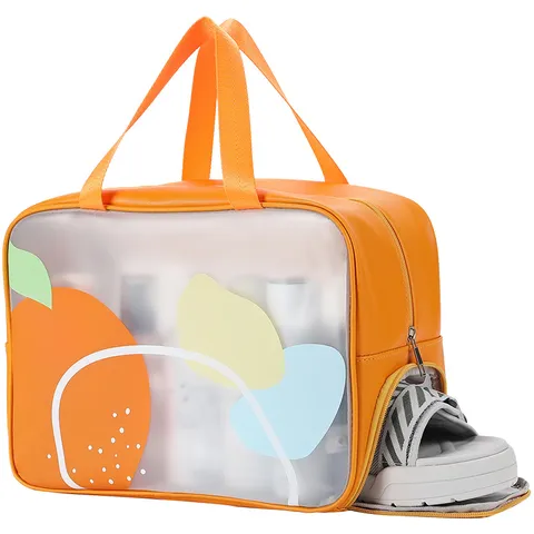 Large Capacity Transparent Waterproof Toiletry Bag Portable Travel Cosmetic Bag PU PVC Handbag Storage Bag Women