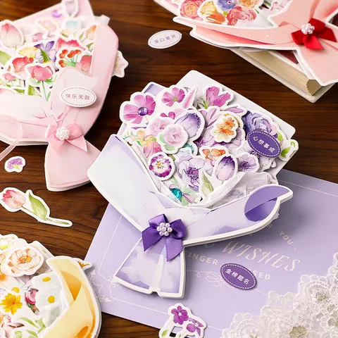 Set di Biglietti di Auguri DIY Carte di Messaggio di Benedizione Floreale Biglietto Regalo Fatto a Mano con Buste