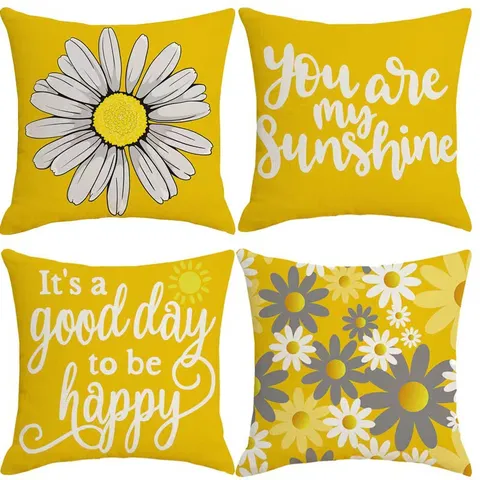 Fodera per Cuscino in Poliestere con Margherita Federa Decorativa Quadrata per Divano Soggiorno Camera da Letto Decorazione