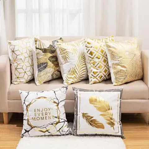 Stile Europeo Peluche Corto Bronzatura Fodera per Cuscino Lusso Leggero Divano Letto Fodera per Cuscino Decorativo