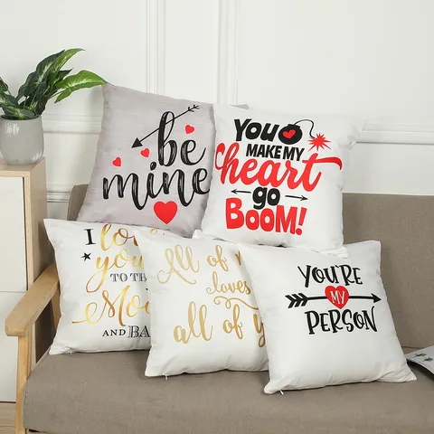 Valentine's Day Heart Love Throw Pillow Cover Red White Soft Plush Cushion Case Modern Minimalist Home Sofa Bed Decor