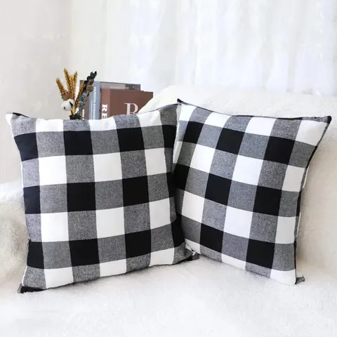 Modern Minimalist Plaid Pillow Cover Polyester Checkered Cushion Cover Decorative Square Throw Pillow Case Sofa Bedroom