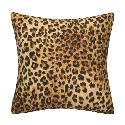 Fodera per Cuscino in Peluche Corto con Stampa Leopardata Astratta Fodera per Cuscino Quadrata Decorativa per Divano Soggiorno