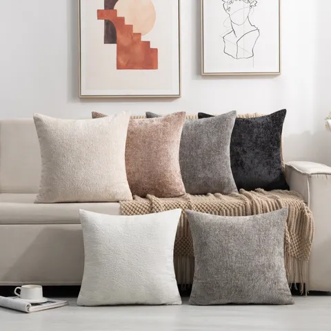 Effen Chenille Kussenhoes Modern Minimalistisch Vierkant Zonder Vulling Voor Woonkamer Slaapkamer Huisdecoratie
