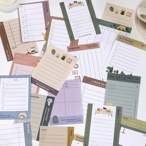 Infeel.Me Bloc de Notas Adhesivo Estético Memo Pad Lindo Diario DIY Scrapbooking Material Decorativo Papel Papelería Regalo