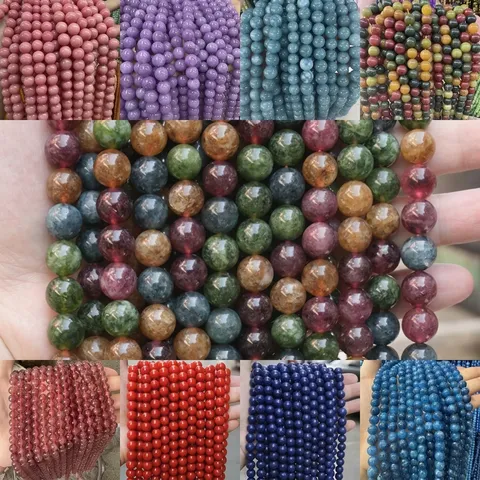Premium Glatt Poliert Runde Naturstein Lose Perlen Mehrfarbig Runde Edelstein Strang Perlen Für DIY Armband Halskette Herstellung Schmuckzubehör Großhandel