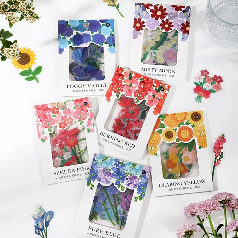 Infeel.me Schimmerndes PET-Sticker-Paket Blühende Bäume Serie Pflanzen Tagebuch Dekorative Aufkleber Bürobedarf