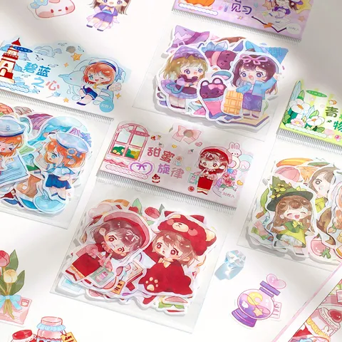 Niedliches Washi PET Sticker Pack Stanzung Dekorative Aufkleber Für Tagebuch Scrapbooking DIY Handwerk Schreibwaren