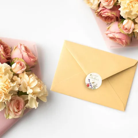 Muttertag Goldprägung Runde Aufkleber Florale Geschenkverpackung Siegel Etiketten Dekoratives Bilderdruckpapier Klebstoff