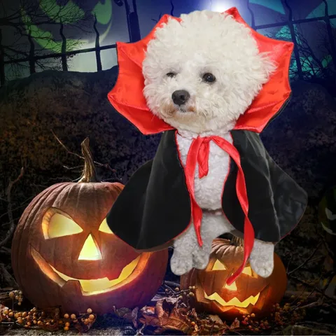 Huisdier Halloween Kaap Hoed Set Polyester Vampier Mantel Cosplay Kostuum Voor Honden Katten Kerstmis Vakantie Feest Kleding