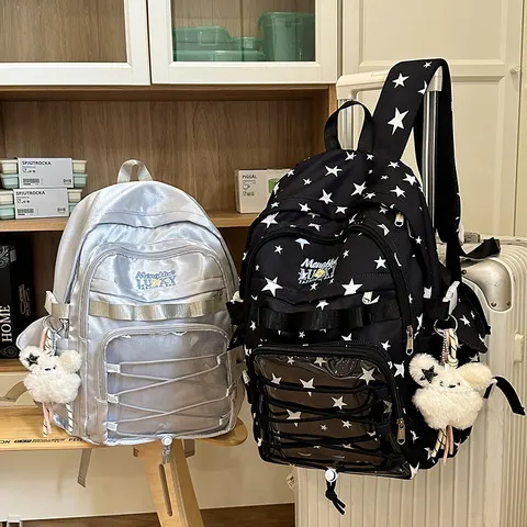 Mochila Escolar Casual para Mujer Estampado de Estrellas Itabag Trans、parente Lindo Gran Capacidad Ligero