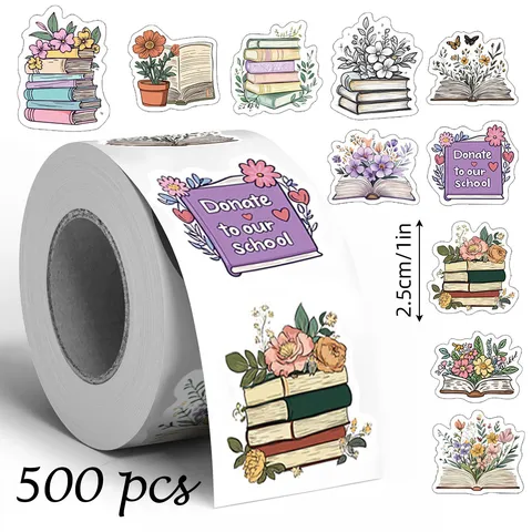 Reading Floral Bullet Journal Graffiti Stickers Roll Copperplate Paper Gift Wrapping Bakery Sealing Labels