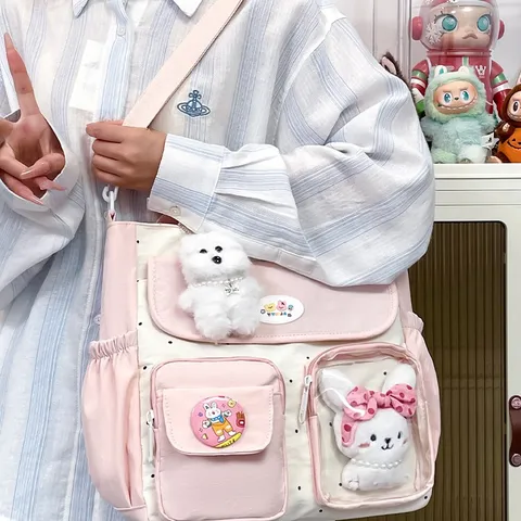 Vintage Bloque de Color Gran Capacidad Bolso Tote Estilo Chica Dulce Bolso de Hombro Cruzado Estudiante