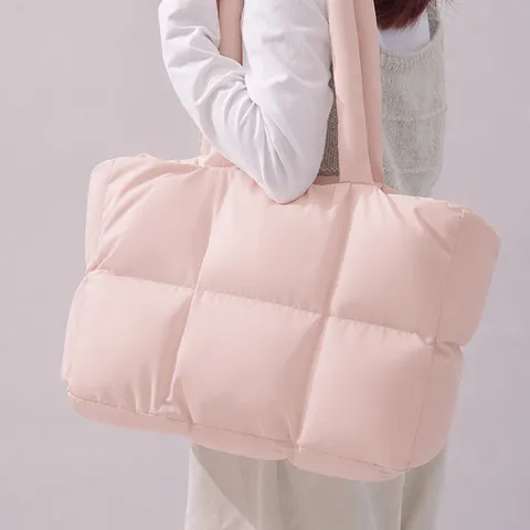 Borsa Tote Trapuntata Morbida da Donna Grande Capacità Borsa a Tracolla Imbottita Borsa a Spalla Casual Minimalista