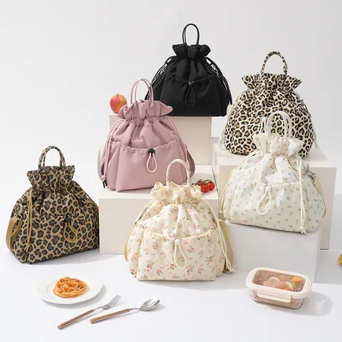 Borsa Tote Casual con Coulisse da Donna Borsa a Tracolla in Poliestere Impermeabile Grande Capacità Borsa Pranzo per Lavoro