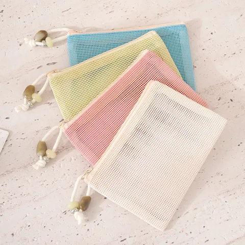 Borsa di Stoccaggio in Rete da Viaggio Portatile Borsa Cosmetica con Cerniera Mini Portamonete Pochette per Trucco in Rete Trasparente Organizer per Documenti