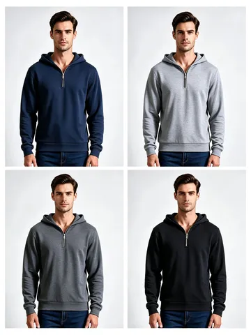 Herren Casual Sweatshirt Mit Halbem Reißverschluss Kapuze Basic Einfarbig Lockerer Schnitt Polyester Top Bedruckt Sportlicher Hoodie
