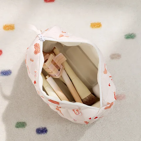 Borsa per Trucchi Trapuntata di Grande Capienza Simpatico Motivo Cuore Oceano Pocchetta Portaoggetti da Viaggio Borsa Organizer per Cosmetici Portatile
